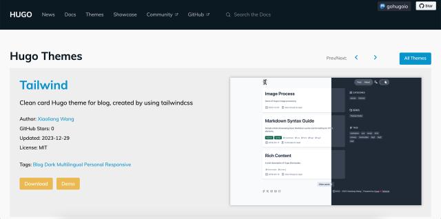 hugo theme tailwind hugo theme tailwind